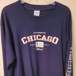 Gildan Brand Authentic Chicago Illinois Long Sleeve T-Shirt, Size Large